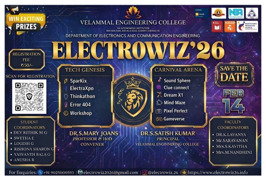 ELECTROWIZ '26 National Level Technical Symposium Poster 